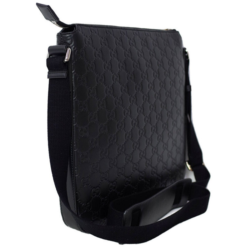 Gucci ssima Bag Signature Leather Messenger Crossbody Black
